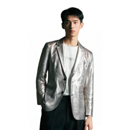 【Custom Silver Metallic Suit Jacket】|Party Anniversary Gala|Annual Dinner Suit|Retail Industry|Stretch silver laminated fabric|Business Manager|Metallic Suit Jacket Supplier BS697 【Custom Silver Metallic Suit Jacket】|Party Anniversary Gala|Annual Dinner Suit|Retail Industry|Stretch silver laminated fabric|Business Manager|Metallic Suit Jacket Supplier BS697